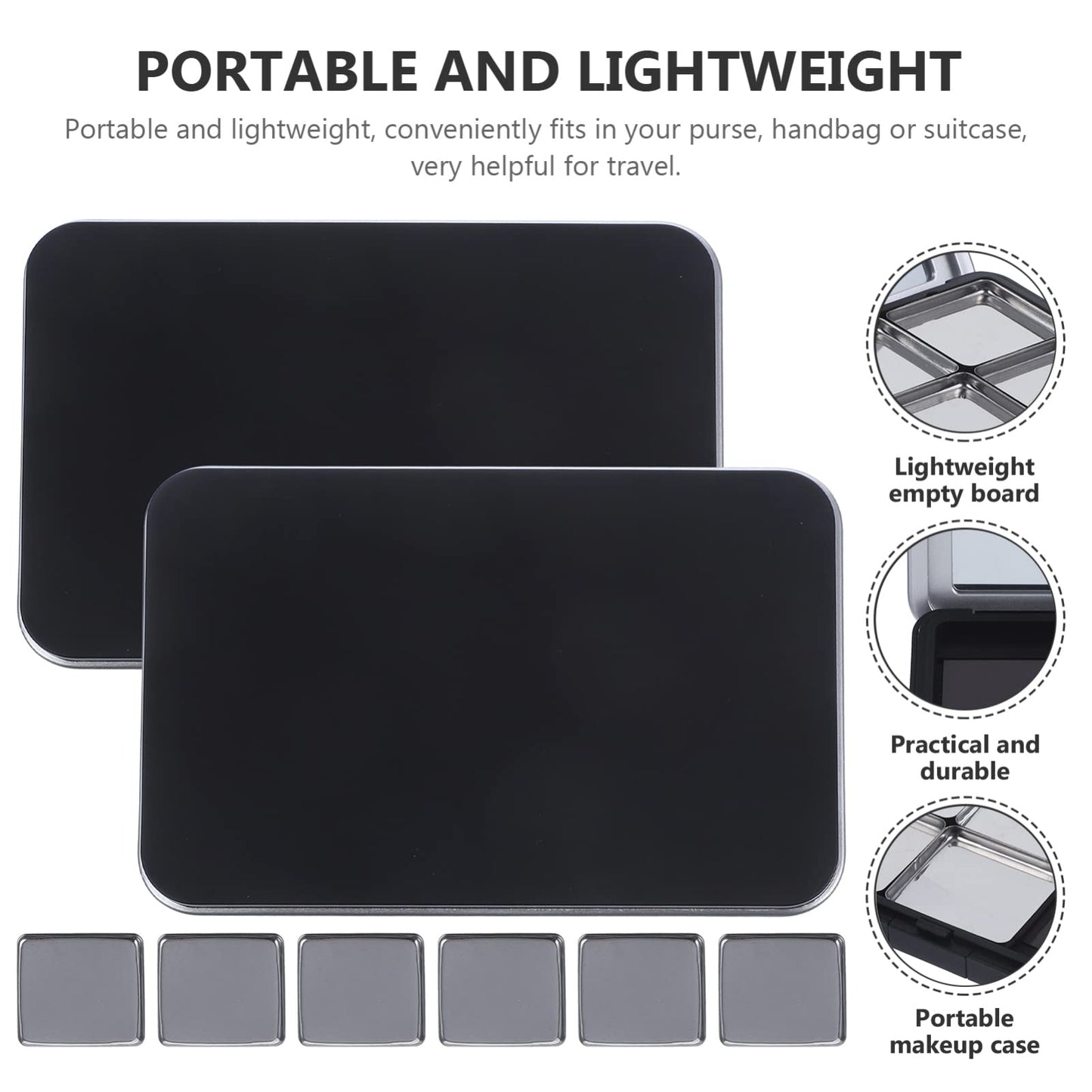 Minkissy Empty Eyeshadow Palette Magnetic Makeup Palette with Mirror Refillable Eyeshadow Palette Empty Lipstick Pallet Empty Eyeshadow Pans for Eyeshadow Lipstick Blush Powder, 2PCS