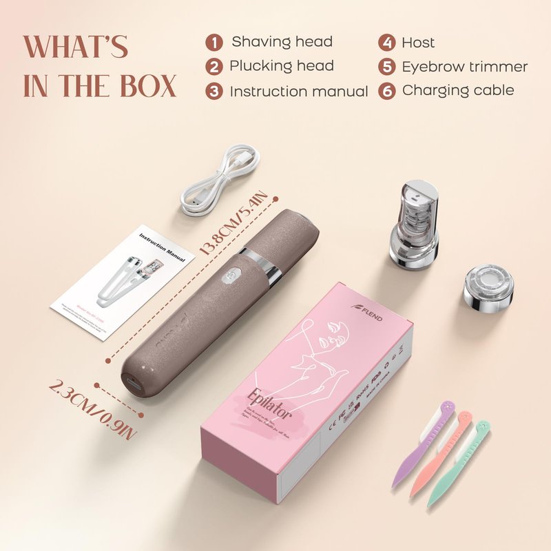 Epilator for Women, 2 in 1 Facial Hair Removal, Electric Lady Shaver with LED Light, Rechargeable Hair Removal Device for Legs, Face, Bikini & Arms, Smooth Epilator Trimmer Travel Kit Set