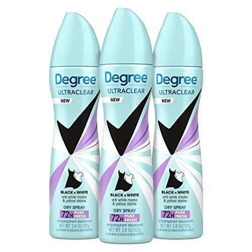 Degree UltraClear Black+White Pure Fresh Antiperspirant Dry Spray, 3.8 oz (Pack of 3)