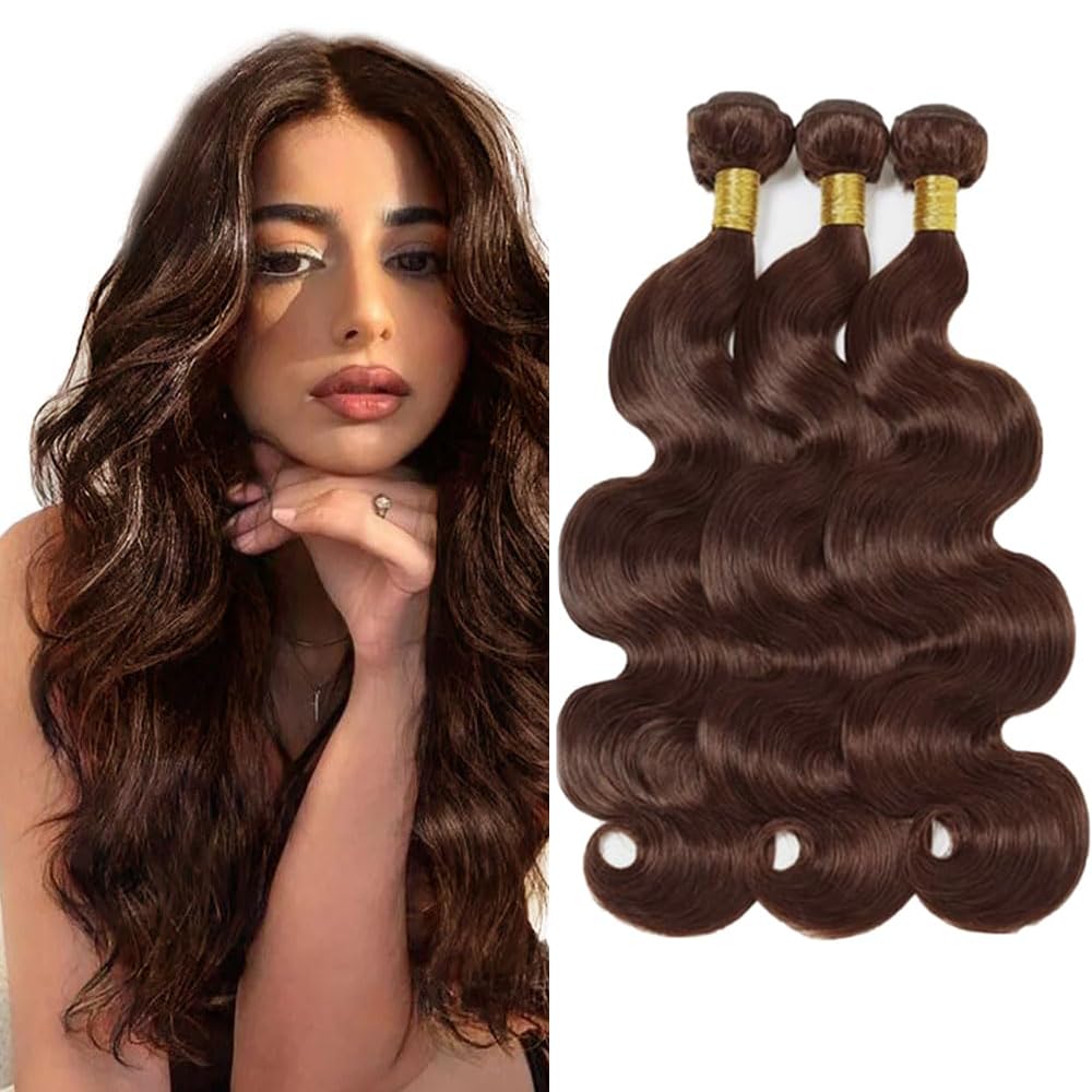 #4 Body Wave Bundles 30 32 34 Inch Chocolate Brown Human Hair Bundle Color 4 Body Wave 3 Bundles 150g Brazilian Virgin Hair Extensions