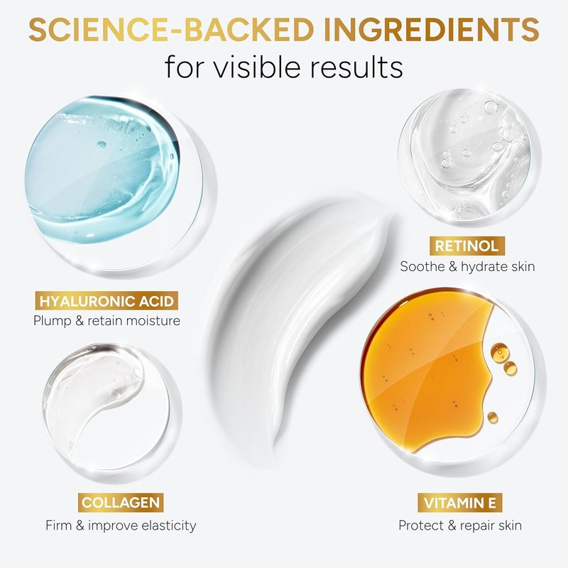 Retinol Cream for Face - Anti-Aging Moisturizer with Collagen & Hyaluronic Acid | Day & Night Skin Firming Cream