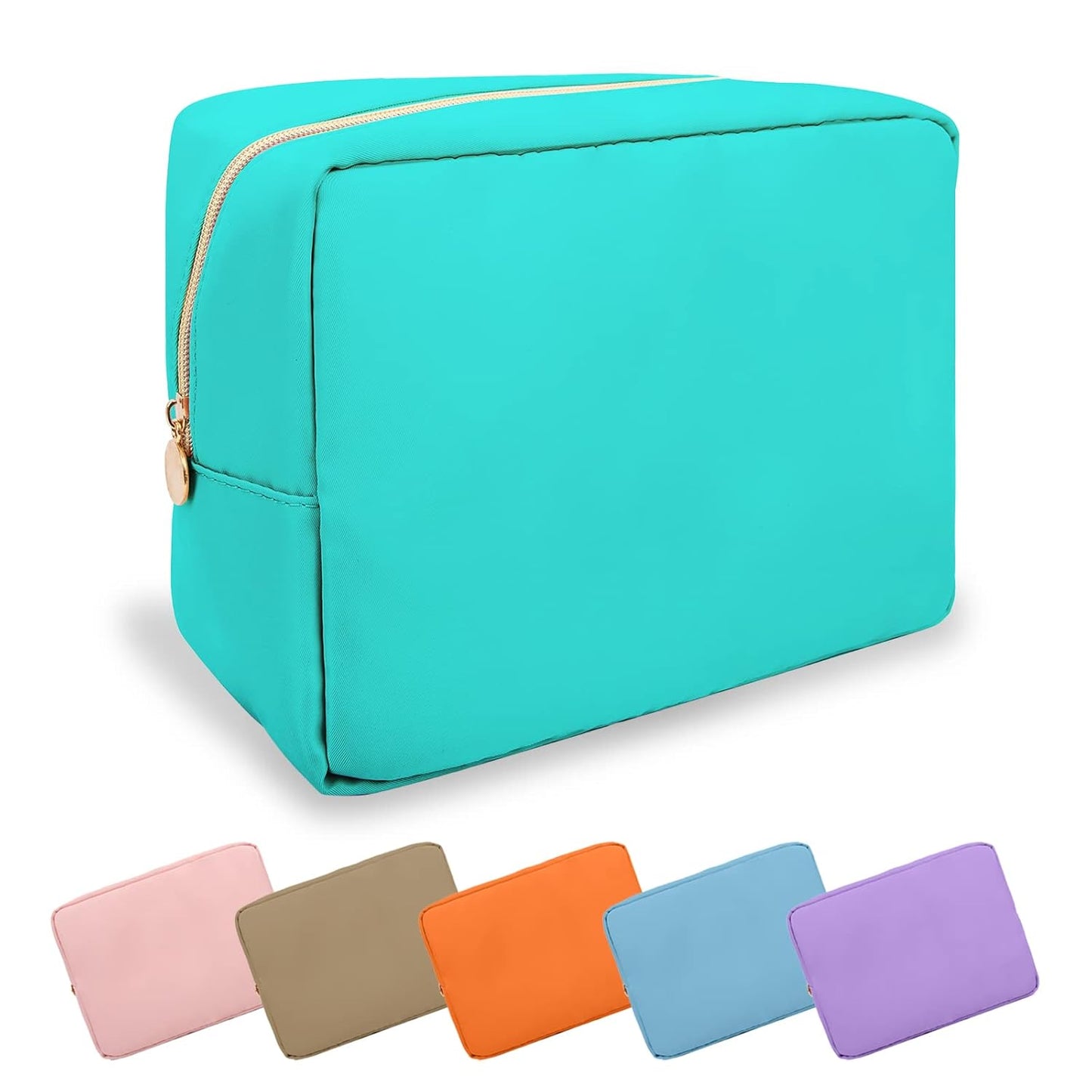 Waterproof Mini Floral Makeup Bag - Nylon Travel Pouch for Women | Cute Zipper Toiletry Organizer (Mini White-Flowers)