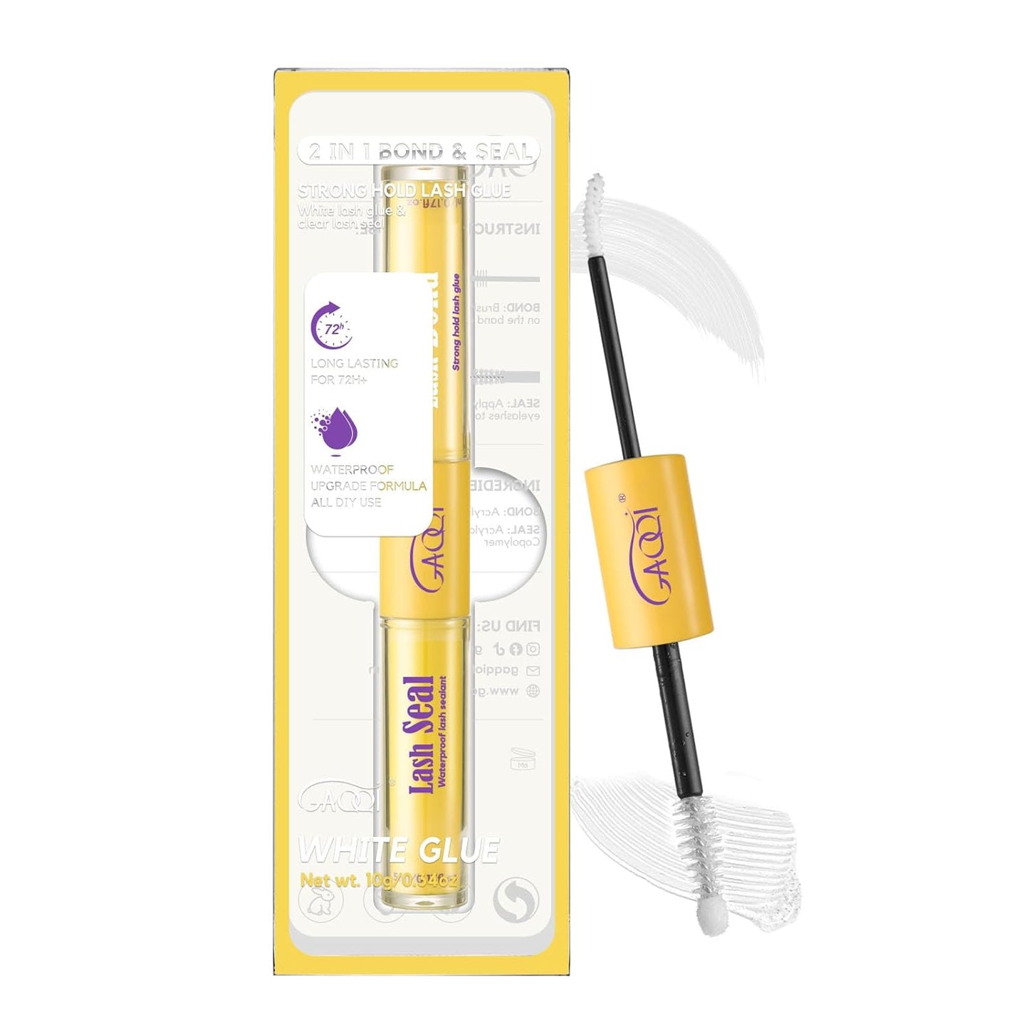 Lash Bond and Seal Waterproof - Strong Hold Eyelash Glue for DIY Extensions | 10ml, Gentle Formula, Lasts 72+ Hours