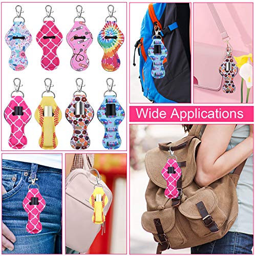 Caffox Lip Balm Holder Keychain - 30Pcs Neoprene Clip Holders