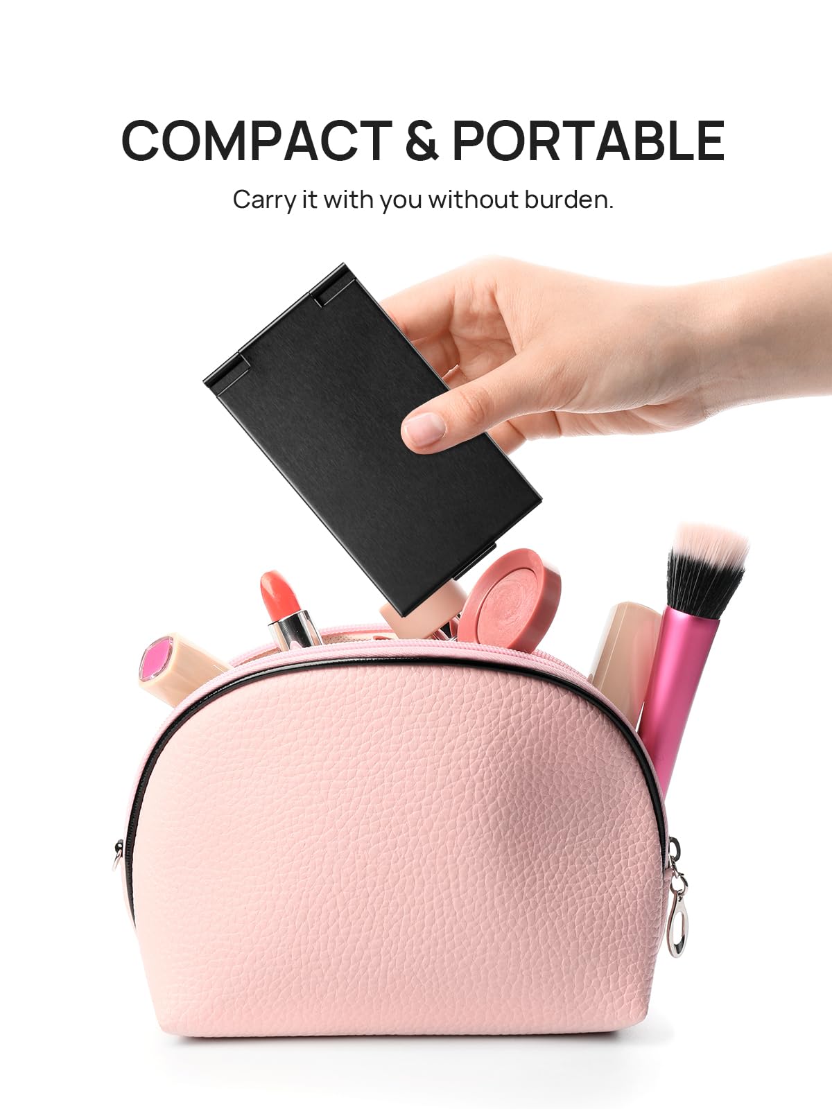 MIRRORNOVA Folding Mirror,Compact Ultra-Slim Small Portable Travel Size Makeup Mirror,Aluminum Shell