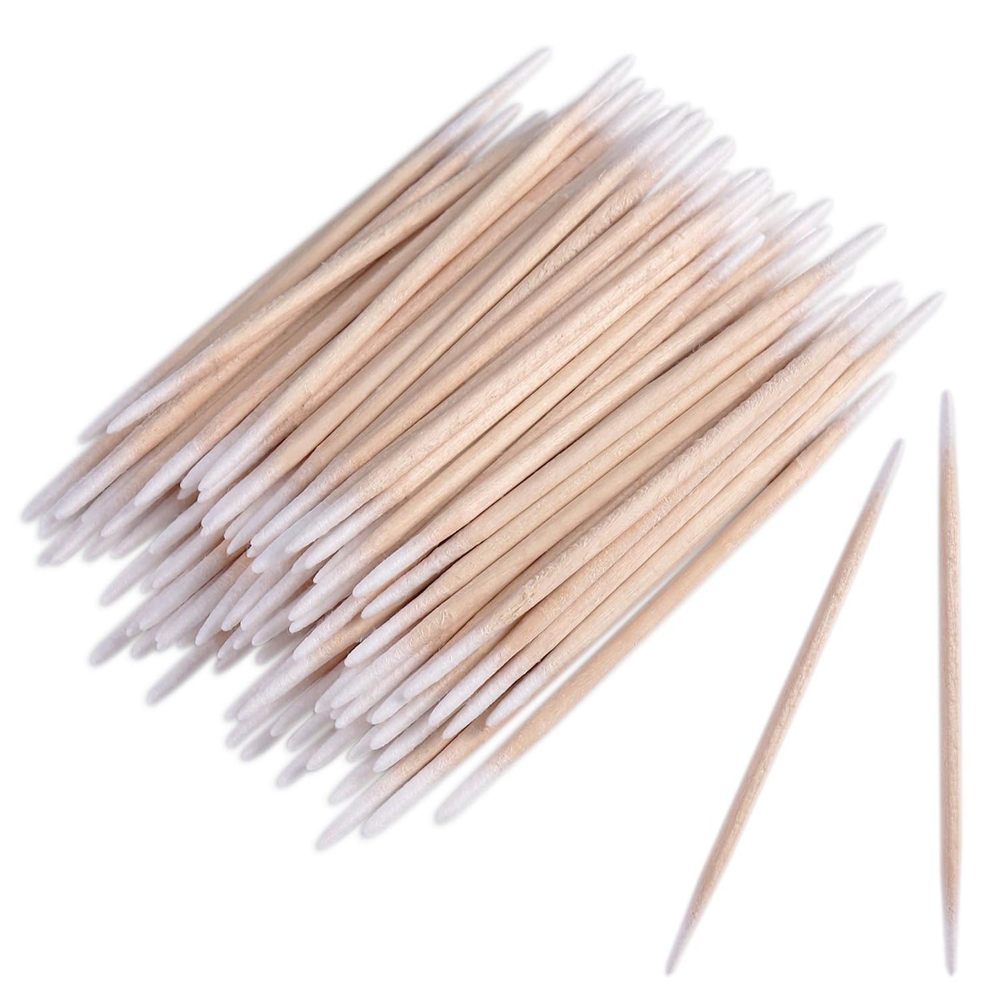 Pointed Tip Cotton Swabs - Double-Head Precision Microblading & Makeup Applicators | 200pcs White Wooden Sticks