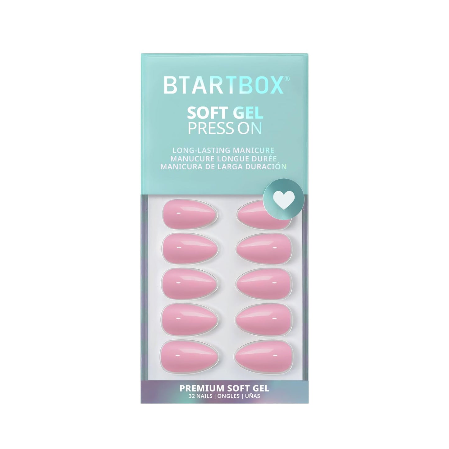 BTArtbox Soft Gel Press on Nails Short Oval, Pure Color