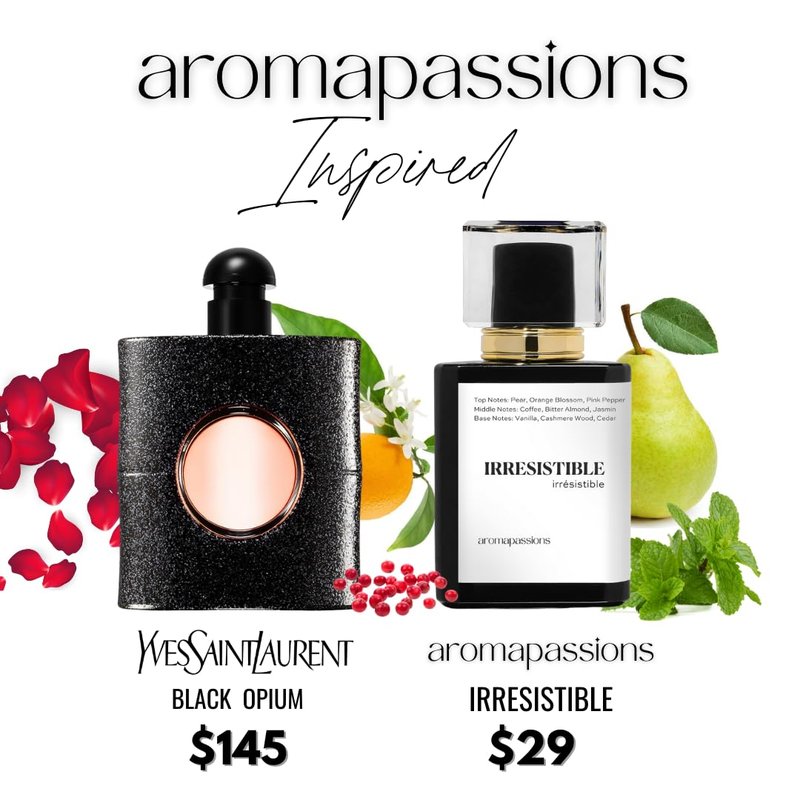 aromapassions IRRESISTIBLE | Inspired by YSL BLACK OPIUM | Pheromone Perfume for Women | Extrait De Parfum | Long Lasting Dupe Clone Perfume Cologne | Essential Oil Fragrance | (30 ml / 1 Fl Oz)