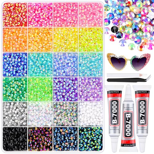 16000 Pcs 4mm Multicolored Resin Rhinestones with B7000 Glue - DIY Crafting Kit