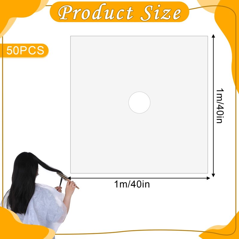 Yuanan 50 PCS Disposable Barber Cape, Waterproof Salon Cape Plastic Professional Hair Cutting Capes Hairs Stylist Capes Salon for Hairdresser Artist Clients Home and Salons Use-40 X40 Inch