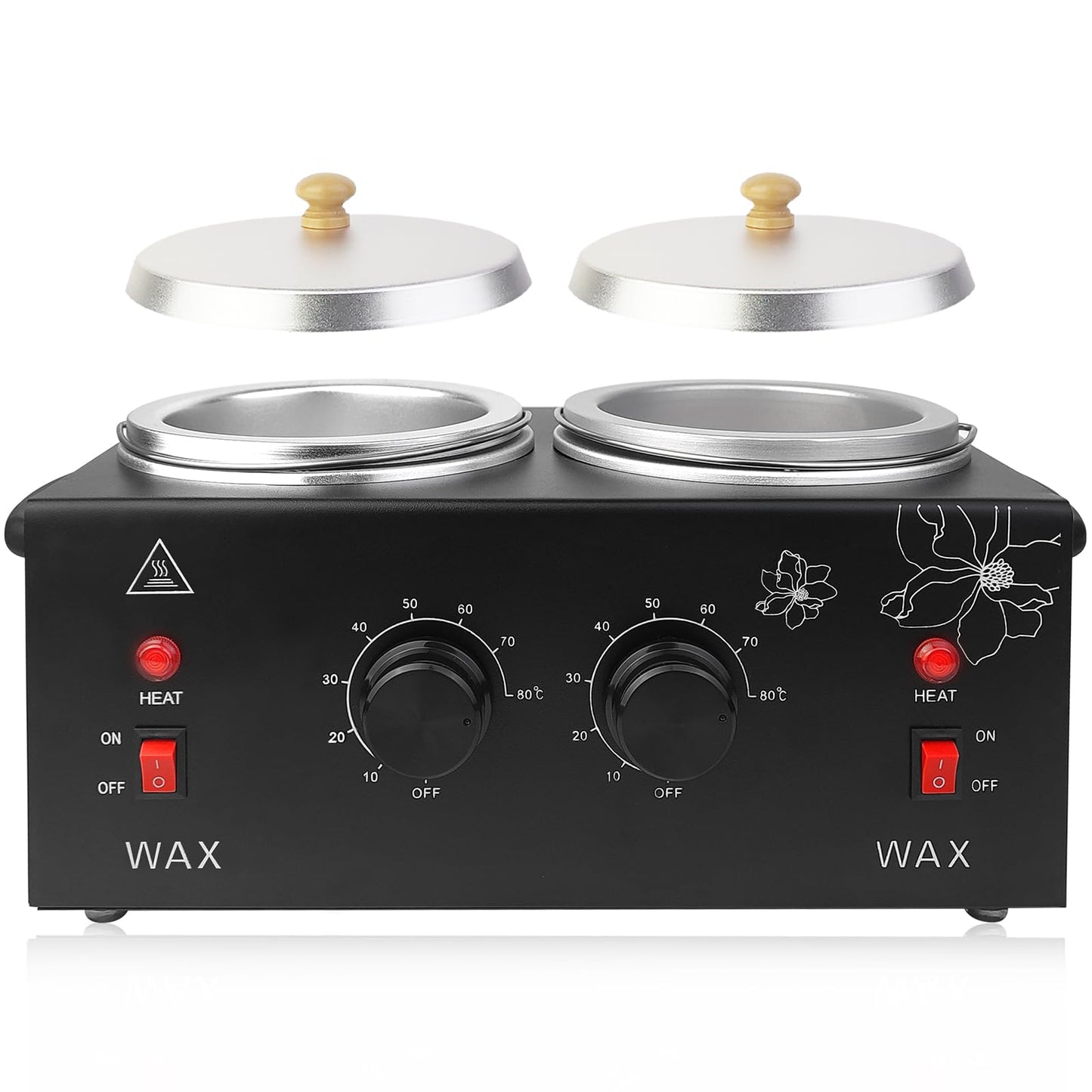 Adoture 600ML Wax Warmer Machine for Hair Removal - Professional Electric Wax Heater with Adjustable Temperature, Silicone Bowl, and 20 Wooden Wax Sticks for Women and Men
