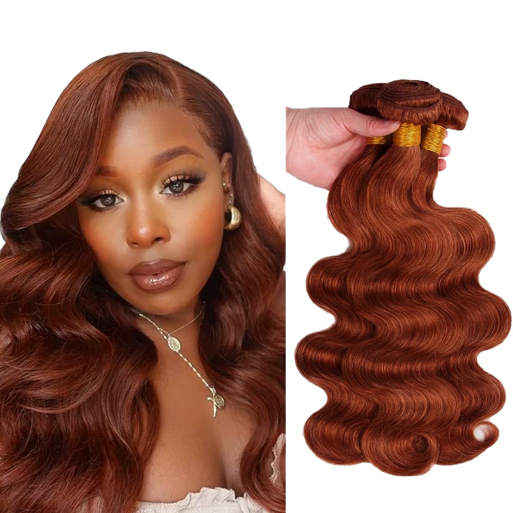34 34 34 Inch Copper Brown Bundles Human Hair Color #33 Bundles Copper Red Body Wave Bundles Brazilian Virgin Remy Hair 3 Bundles Reddish Brown Body Wave Bundles 100g/Pc
