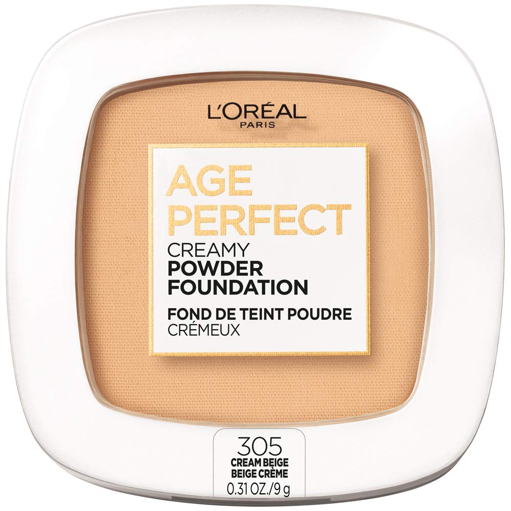 L'Oreal Paris Age Perfect Creamy Powder Foundation - 320 Warm Beige | 0.31 Ounce Compact
