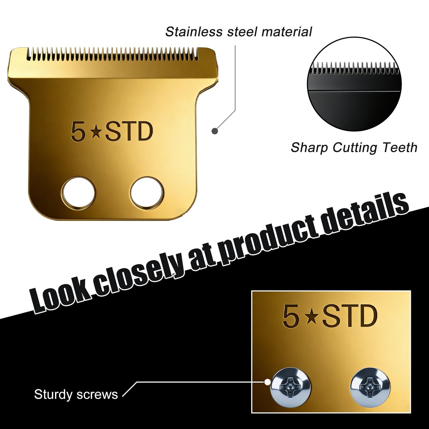 Replacement Blades for Wahl Detailer, 5 Star Hero, Razor Edger, and G Whiz trimmers,Gold 1 Pack