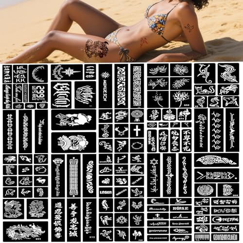 VERKSTAD Pattern E Temporary Tattoo Stencil Sheets for Kids & Adults