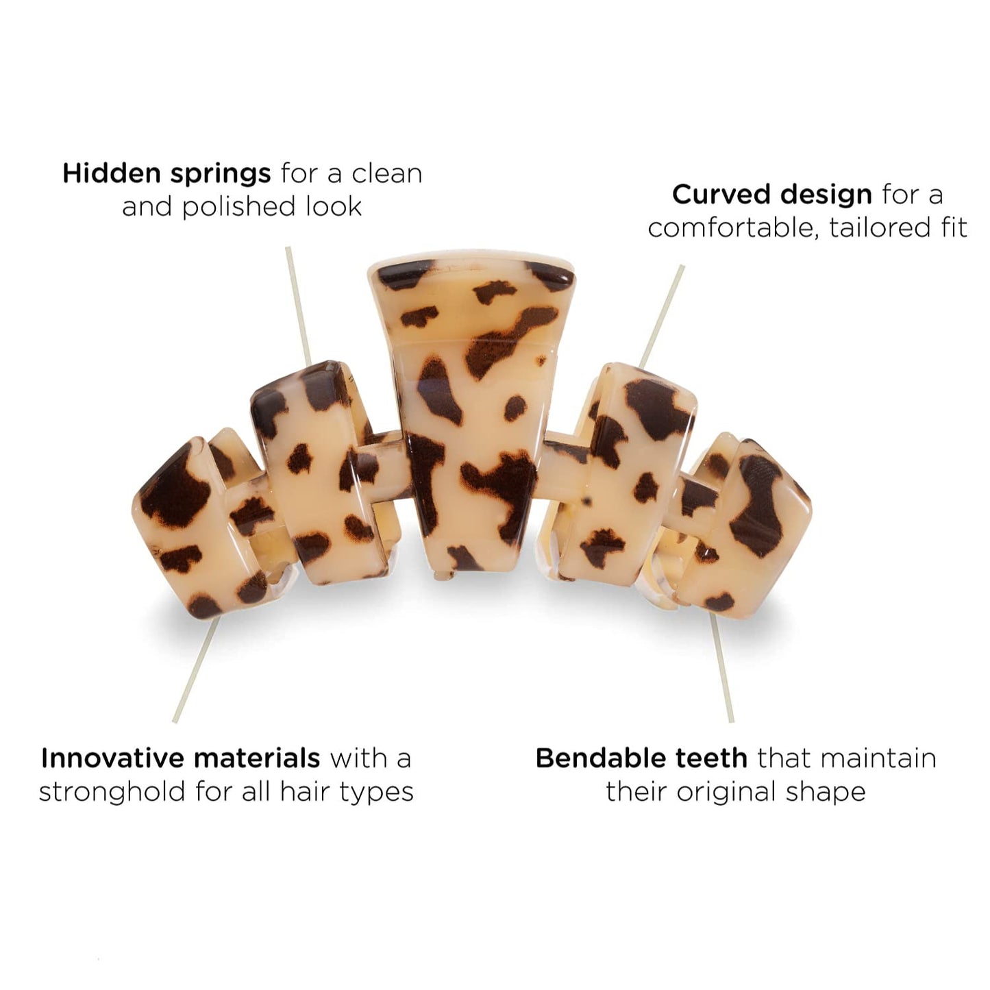 Medium Hair Clip - Strong Grip & Bendable Teeth for All Hair Textures | Blonde Tortoise