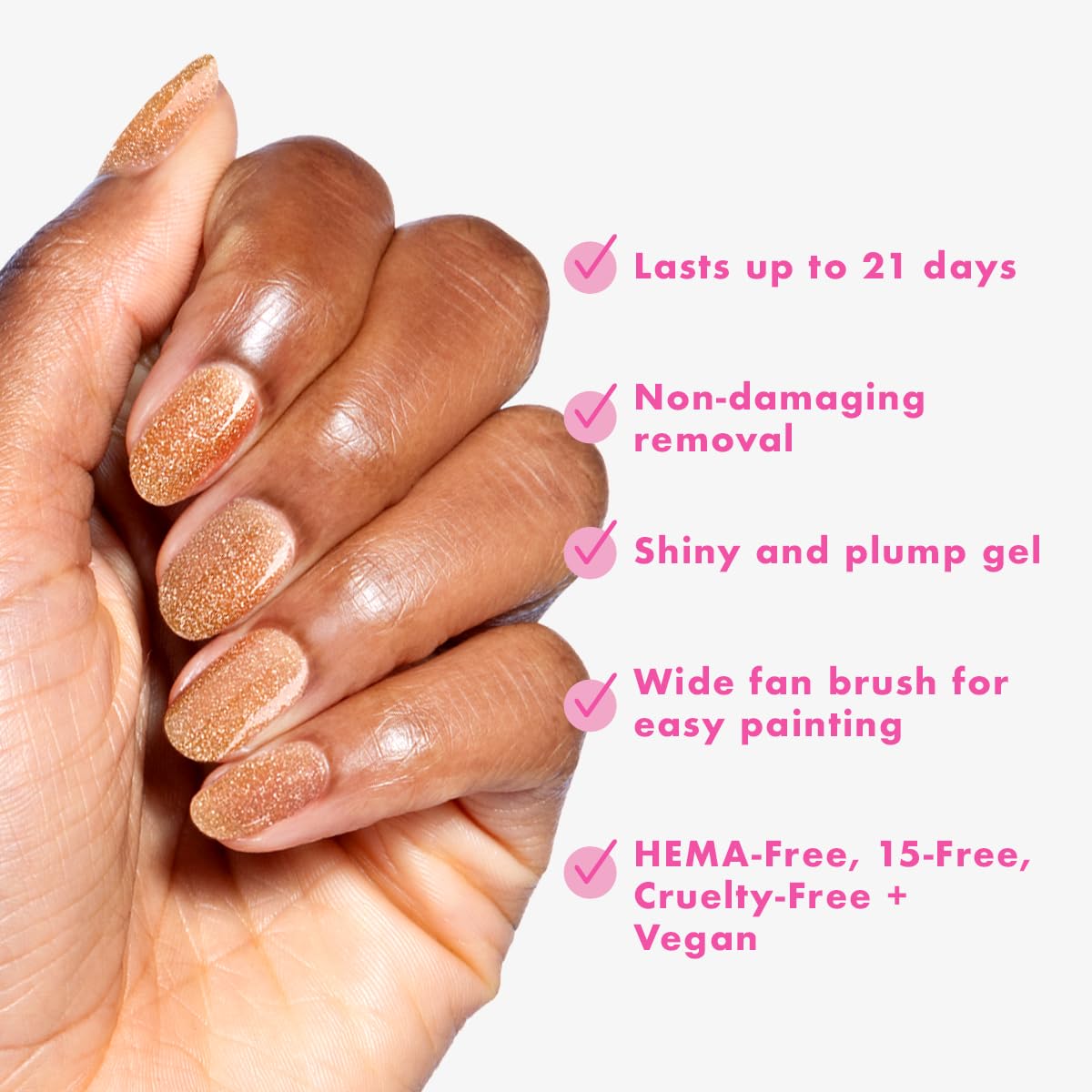 Olive & June Gel Nail Polish, Pop Fizz Mani Gold Glitter