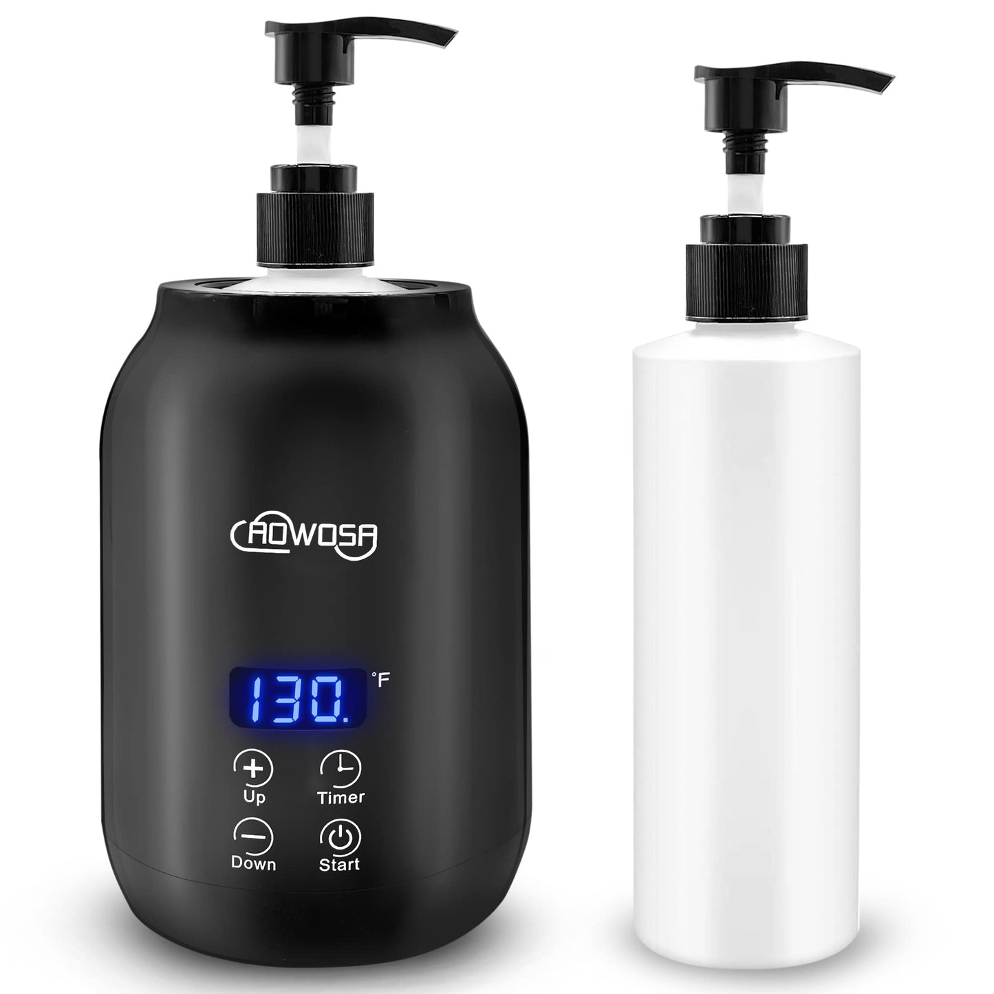 Massage Oil Warmer Bottle Professional Electric Lotion Digital Heater for SPA, Automatic Lotion Cream Oil Warmer Heated for Salon, Barber Shops, Home, with Two Bottle Dispenser (Black)