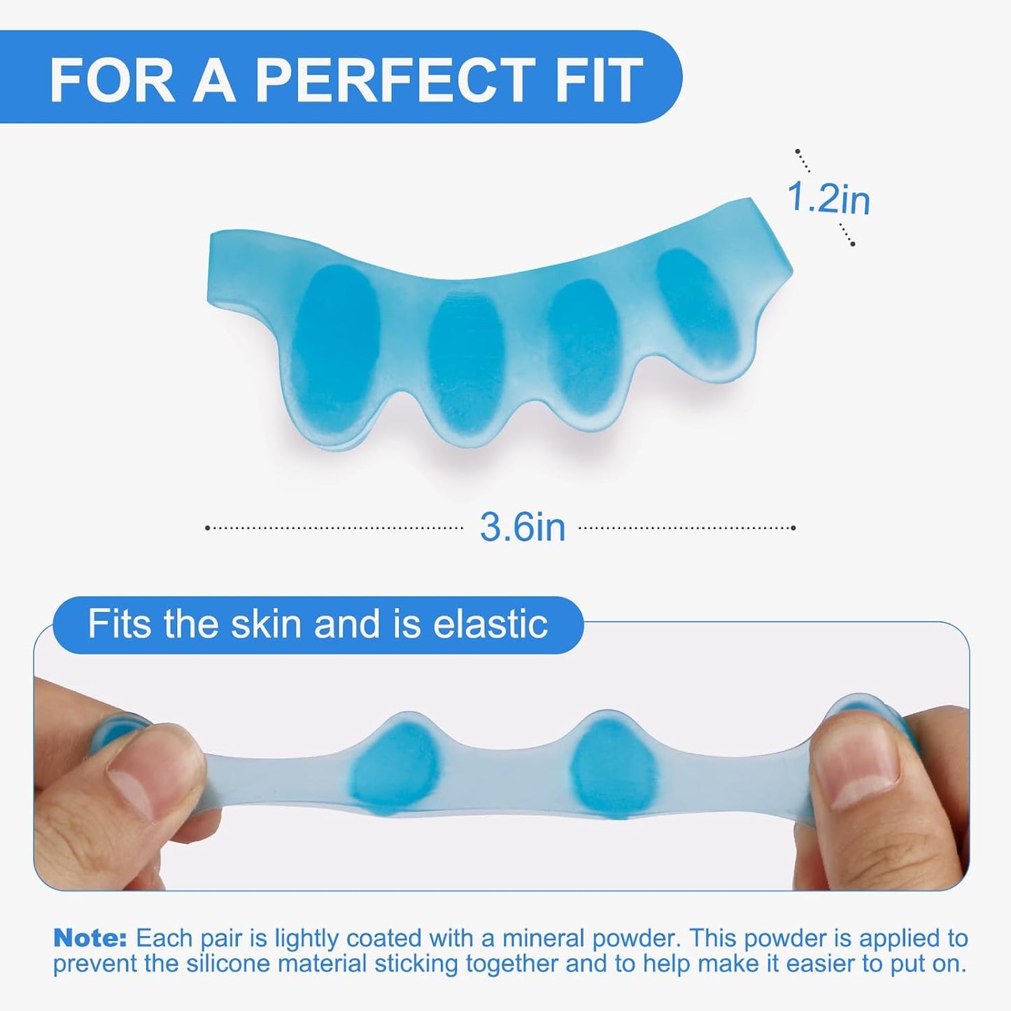 ActiveFlow Blue Toe Spacers - Bunion Corrector & Hammer Toe Straightener | Gel Toe Separators for Running & Yoga (2 Pairs)