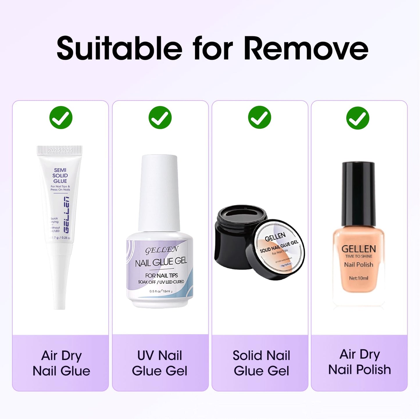 Gellen Nail Glue Remover, 20ml Nail Glue Remover for Press ons, Multi-Functional Glue Remover Pen for Fake Nail Tips, Non-Acetone & Safe & Fast Removal for Quick Dry Nail Polish Nail Glue