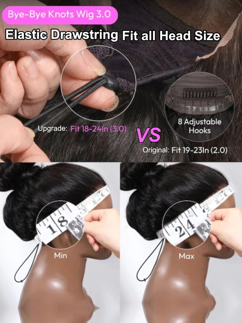 UNICE Body Wave 13x4 Lace Front Wig Human Hair Pre Everything Glueless Drawstring Wig Pre Plucked Pre Cut Bleached Knots Ready to Wear Black Frontal Wigs 150% Density 22 inch