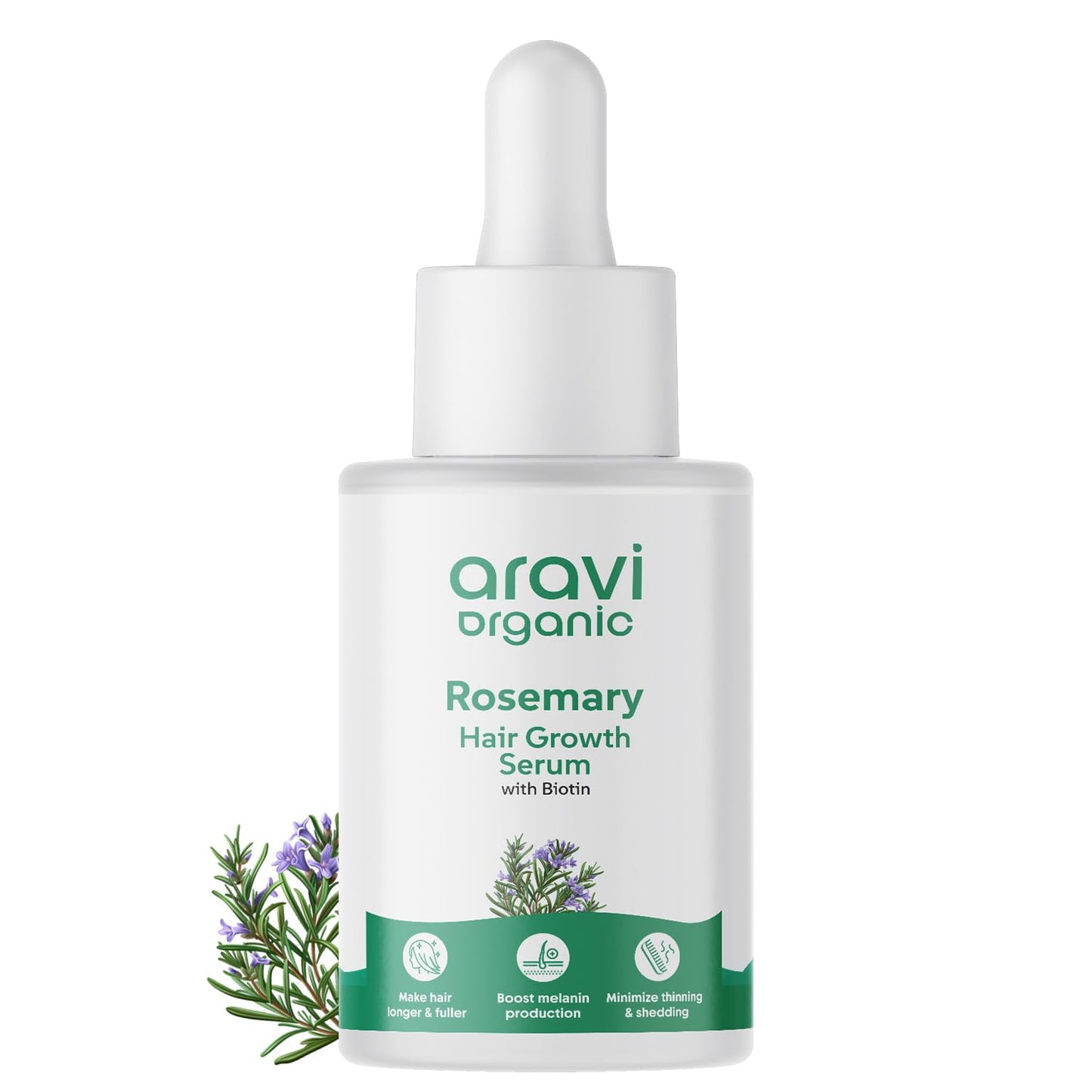 Aravi Organic Rosemary & Biotin Hair Growth Serum - For Hair Growth, Strengthens Hair, and Nourishes Scalp- 1 Fl Oz / 30 ml
