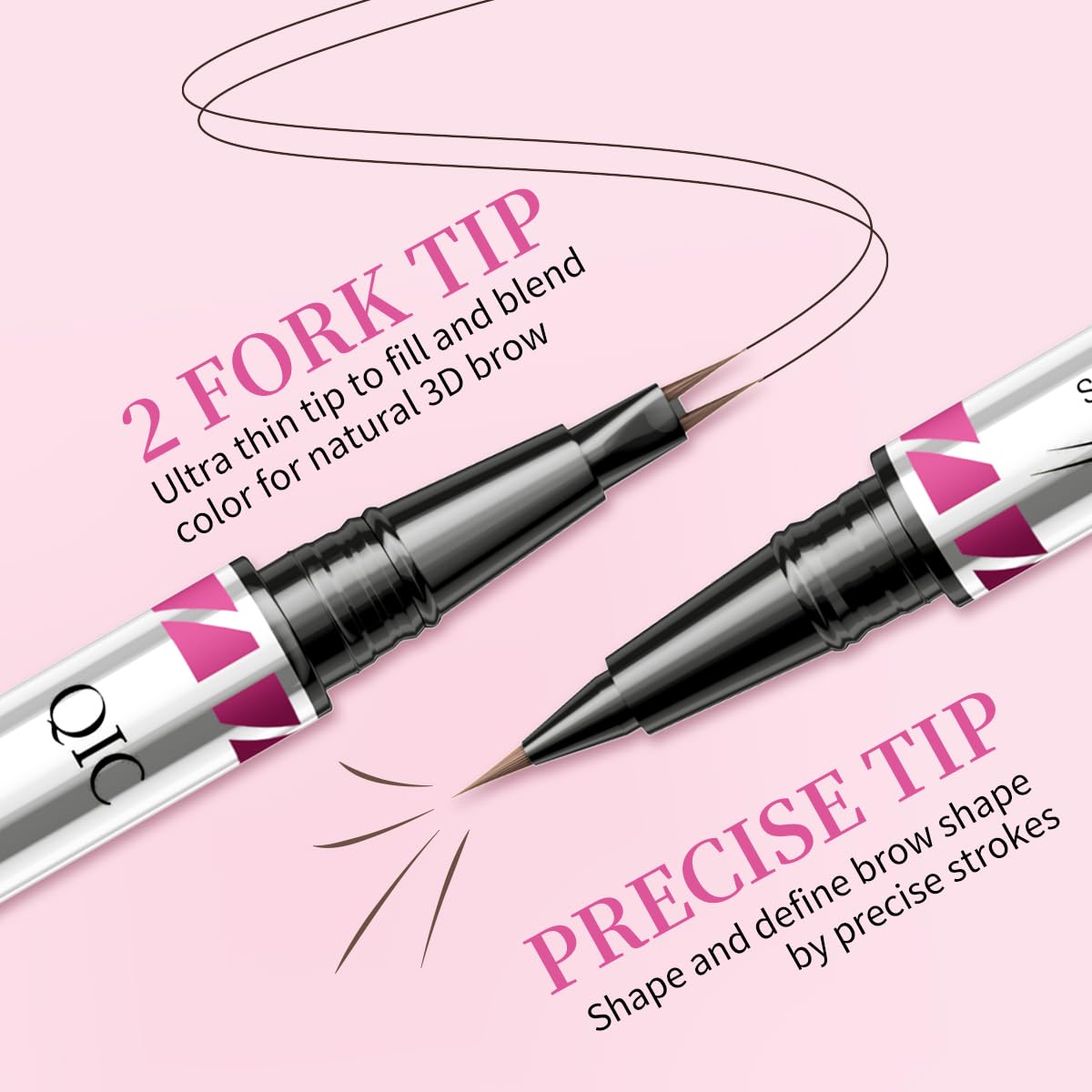 Eyebrow Pen - Eyebrow Pencils for Women, W3W Dual-Ended Microblading Eyebrow Pen, Micro-Fork-Tip + Ultra-Fine Brush Tip, Waterproof Smudge-Proof, Create Natural Hair-Like Brows (Light Brown)