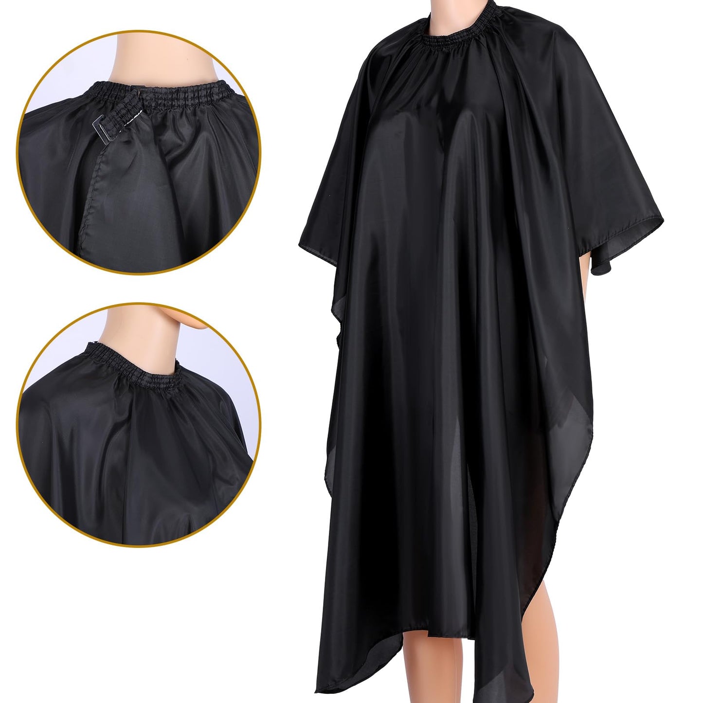 Barber Cape - 12pcs Black Waterproof Hair Salon Cape with Snap Closure, 55" x 47" Large Anti-Static Salon Apron for Professional & Home Haircut, Styling, Dye
