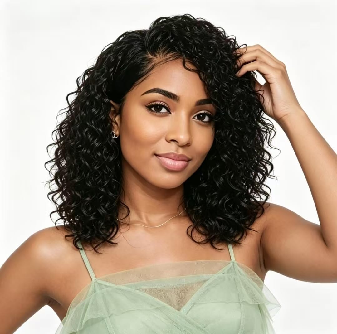 Deep Wave Bob Wig - 200 Density HD Lace Front Human Hair | Glueless Short Curly 12 Inch for Black Women