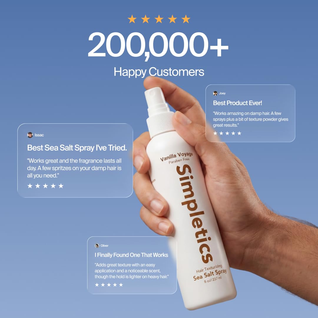 Himalayan Sea Salt Hair Spray - Vanilla Scented, Natural 5-Ingredient Formula for Beach Waves & Volume | Unisex 8 fl oz
