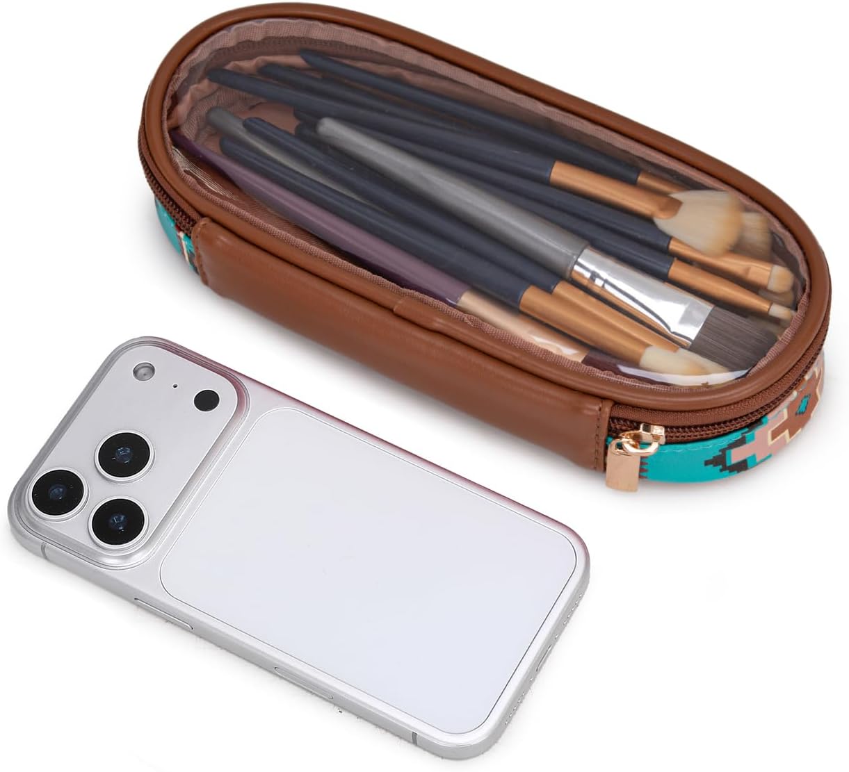 Montana West Travel Makeup Bag Set - Large Cosmetic Organizer with Brush Holder & Divider | Cute Aztec Design