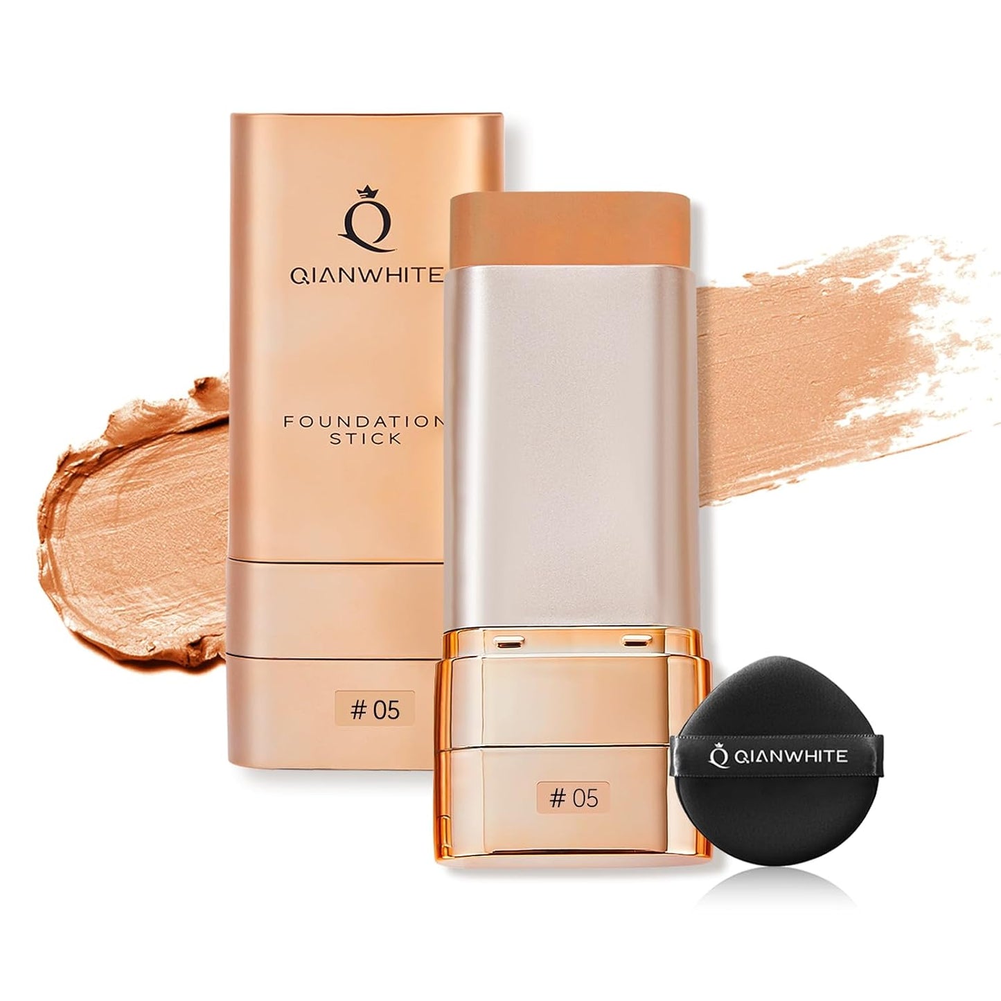 Korean Foundation Stick - Waterproof Full Coverage Makeup for Mature Skin | Double Head with Brush (#05 Chocolate)