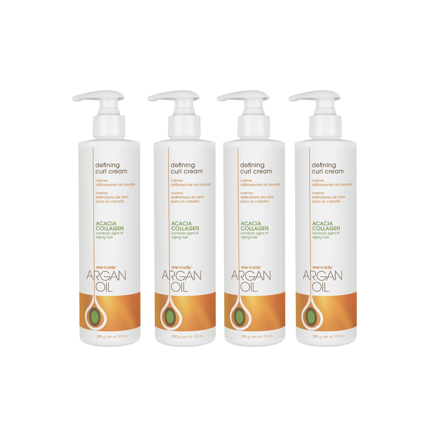 One 'n Only Defining Curl Cream with Argan Oil, Leave-in Conditioning Cream, Defines and Leaves Strong Curly Hair, Enhances Shine and Hydrates Without Sticky Residue, 9.8 Ounces (4 Pack)