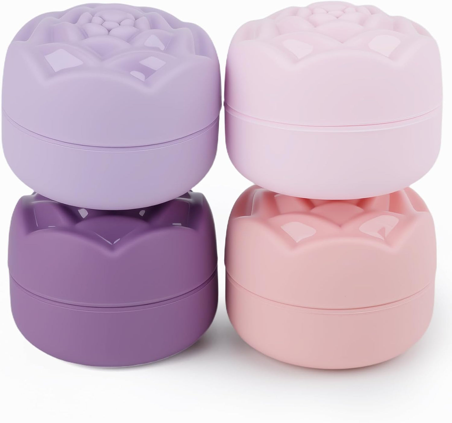 Travel Toiletry Containers - 4 Pack Leakproof 3oz Bottles & Mini Jars | BPA-Free Silicone Squeeze Tubes in Purple Rose