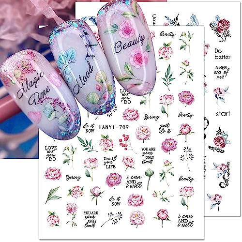 Dornail 8 Sheets 3D Floral Nail Stickers for DIY Nail Art Spring & Summer