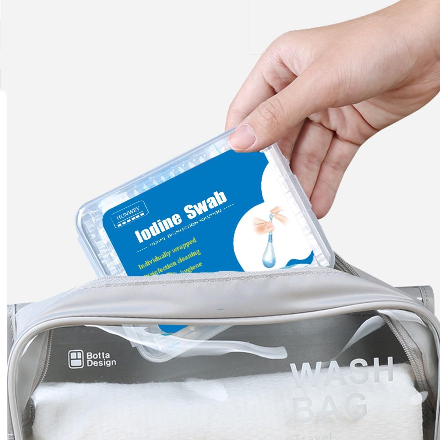 Individually Wrapped Cotton Swabs - Iodine Solution First Aid Swabsticks for Wound Care, Piercing, and Cleaning | 150 Count