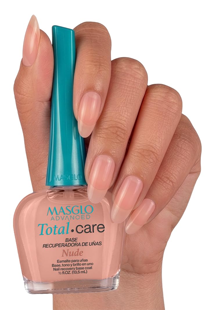 MASGLO Nail Strengthener - Advanced Post Gel Damage Recovery Treatment with Tea Tree Oil & Vitamins | 13-Free Vegan, Fast-Dry, Nude Tone