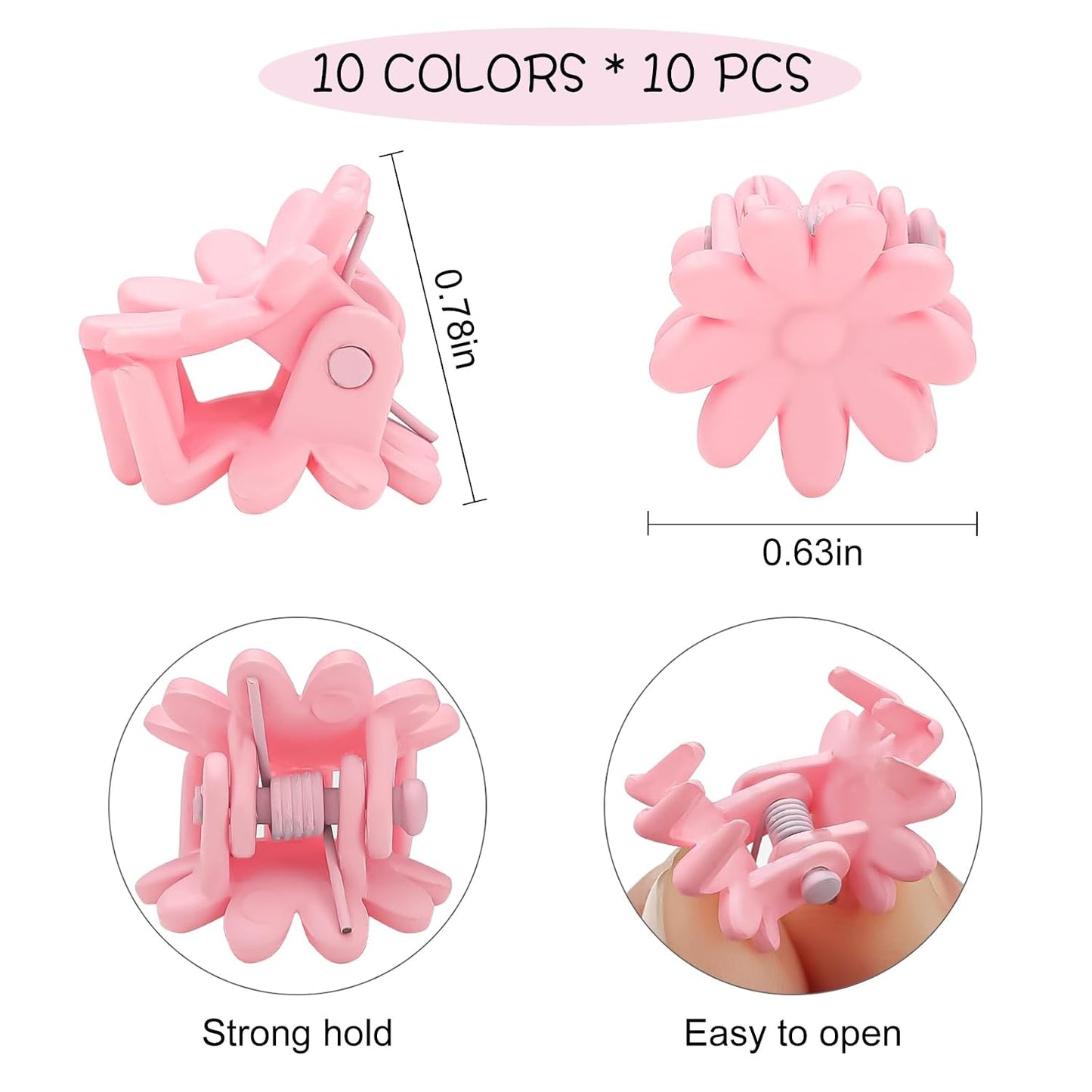 Mini Flower Hair Clips - Cute Baby Claw Clips for Toddlers | 100 Pcs Hair Accessories
