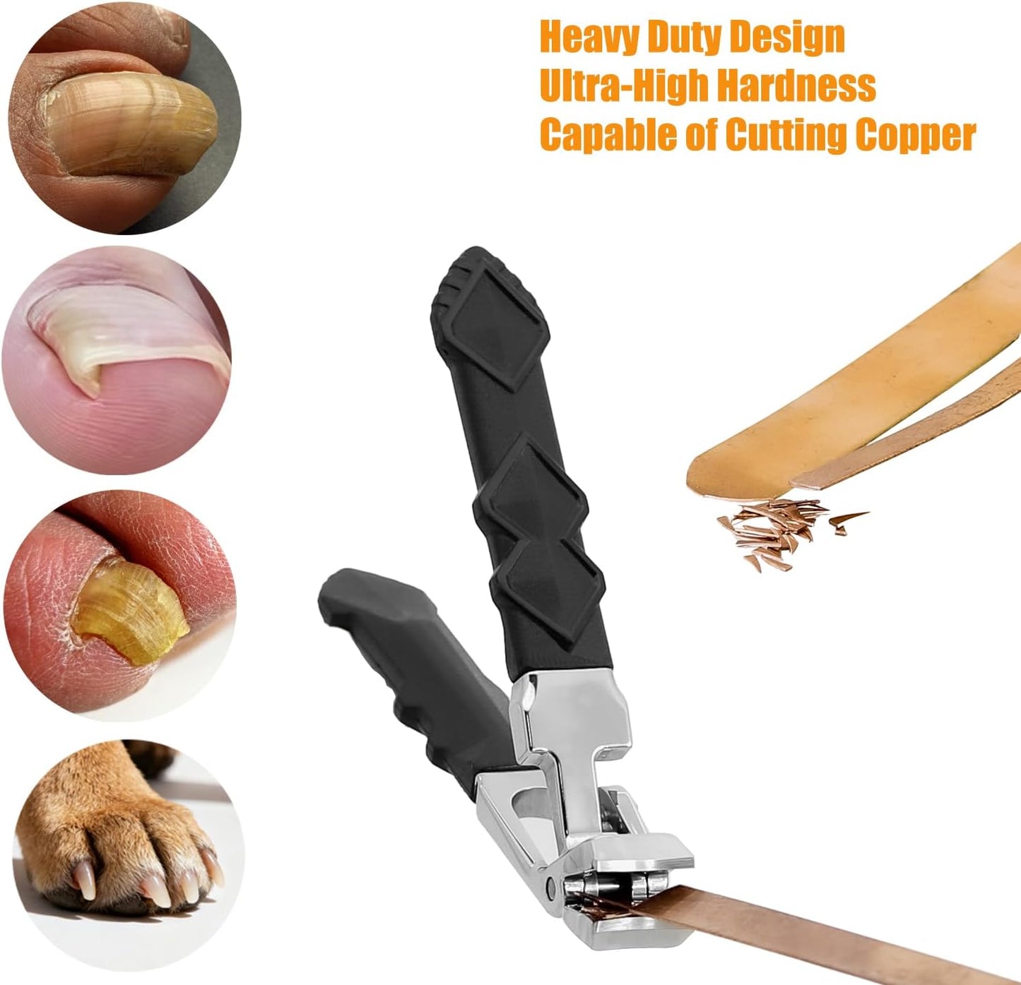 Heavy Duty Angled Head Wide Jaw Clippers - Ingrown Toenail & Thick Nail Cutter for Seniors | Long Handle, 4 Pcs