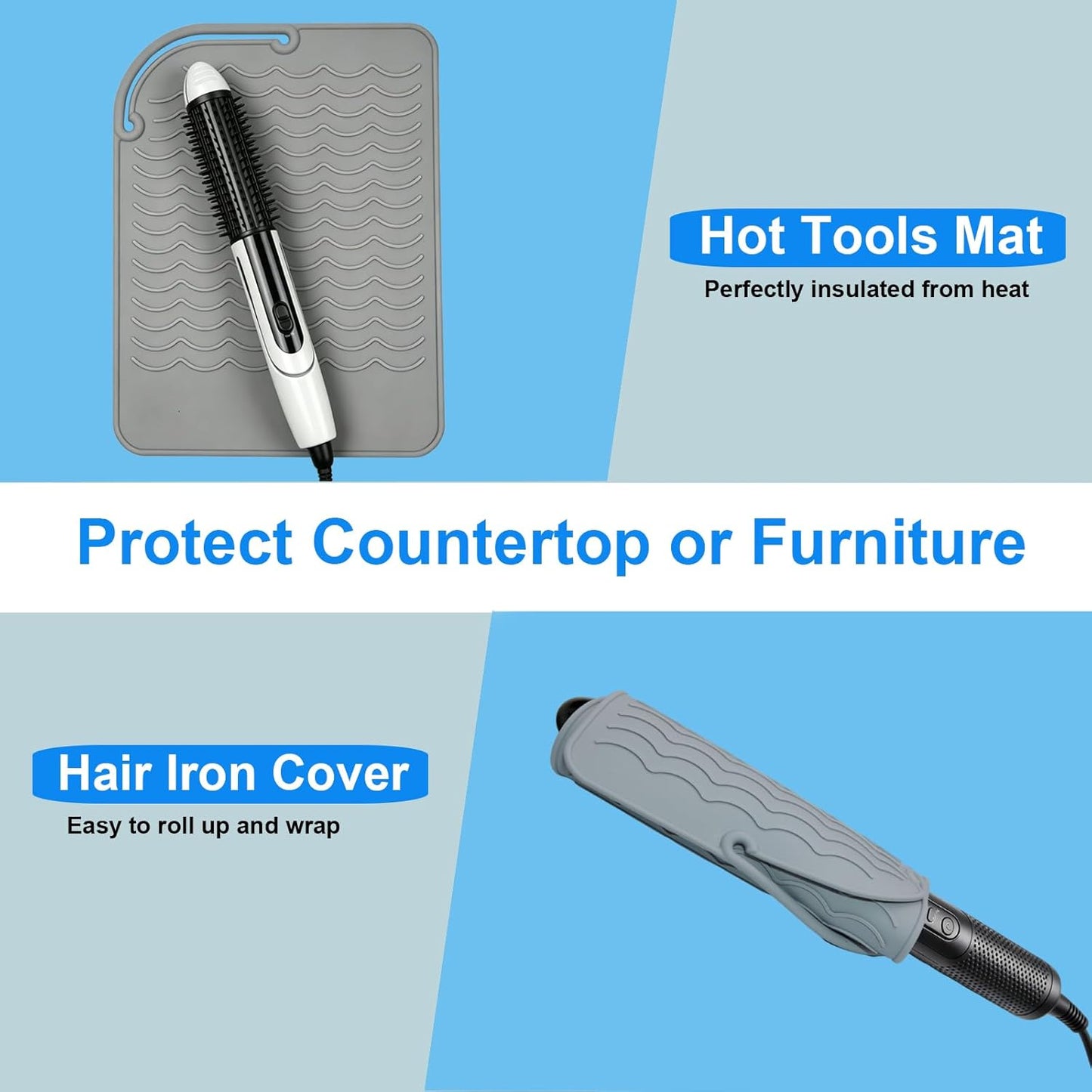 Silicone Heat Resistant Mat - Portable Travel Pad for Curling Irons & Hair Tools | 2 Pack