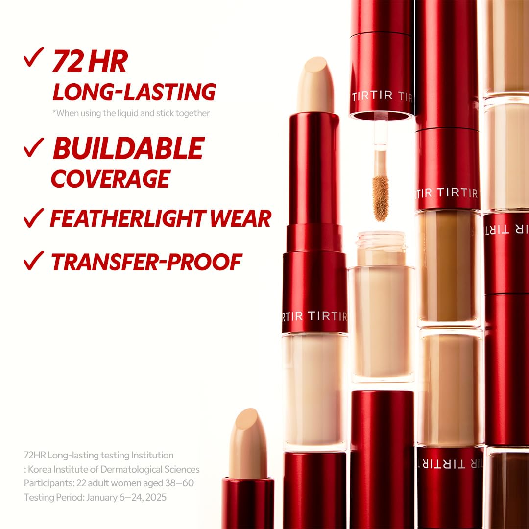 TIRTIR Glide&Hide Blurring Concealer - Creamy Dual Formula for Dark Circles & Wrinkles | #1N, 0.28 Oz