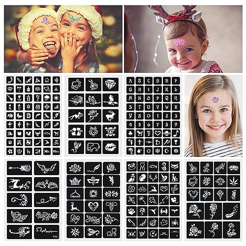 Aottom Glitter Tattoo Kit for Kids & Adults, 41 Colors, Rhinestones & Stencils