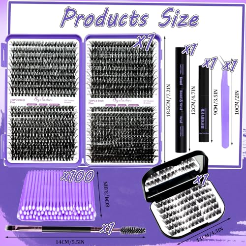 DNSGOOR A+ 30-60+72 Pcs DIY Lash Extension Kit - 792 Clusters, Glue & Tools