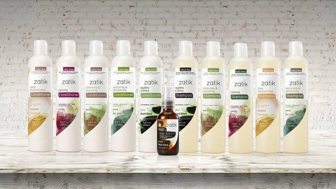 Zatik Naturals - Deep Moisturizing Shampoo + Conditioner Set - Coconut & Calendula, for Colored, Dry damaged Hair, Biodegradable, pH Balanced, FREE from Parabens, fragrances, 10.8 fl oz (One of Each)