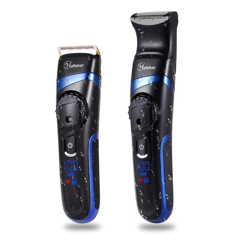 Hatteker Mens Hair Trimmer Clipper Body Hair Groomer Electric Beard Trimmer Hair Cutting Grooming Kit Cordless Back Shavers Waterproof USB Rechargeable