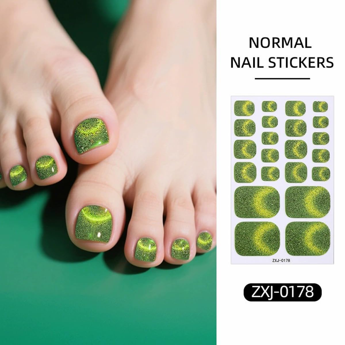 Toe Full Nail Wraps Gel Nail Stickers Solid Gradient Glitter Nail Full Wrap Full Cover Nail Polish Strips 6PCS Smile French Line Self-Adhesive Toe Nail Decals for Women Manicure Nail Art Decorations