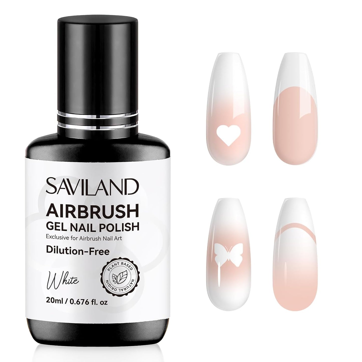 SAVILAND Airbrush Gel Nail Polish - Hema-Free, No Clogging, 20ml | White Ombre Nail Gel for High Pigment Colors