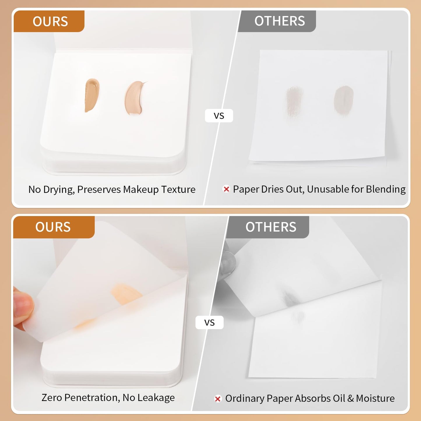 MSQ Makeup Mixing Palette Paper for Liquid Foundation, Art Nail, Lip stick, Pigment, Waterproof Transparent Makeup Palette Paper Disposable Nail Art Palette Paper, 100 Sheets
