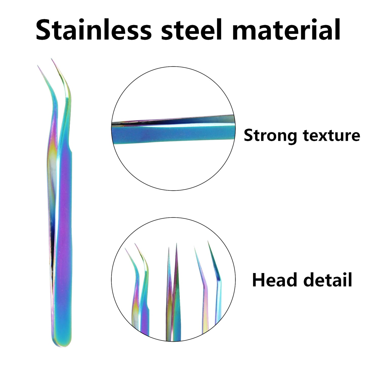 pson 3PCS Rainbow Tweezers Set, Stainless Steel Pointed Craft Tweezers, Colorful Fine Tip Tweezer Tools for Jewelry Making, Eyelash Extension, Repair, DIY (1 straight and 2 curved)