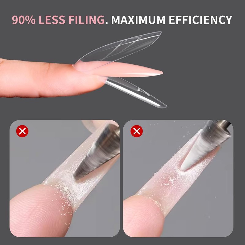 Makartt Dual Nail Forms - Long Almond Shape Molds for Gel Extensions | 280 Pcs, 14 Sizes, Reusable DIY Manicure